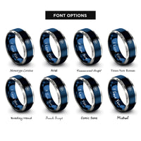 font options for inside engraving on blue & gray atom rings