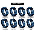 font options for inside engraving on blue atom model rings
