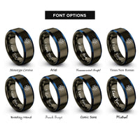 font options for inside engraving on gunmetal & blue atom model rings