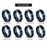 font options for inside engraving on blue & grey atom symbol rings