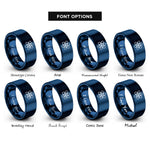 font options for inside engraving on blue atom symbol rings