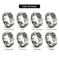 font options for inside engraving on silver atom symbol rings