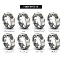 font options for inside engraving on silver atom symbol rings
