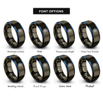 font options for inside engraving on gunmetal & blue atom symbol rings