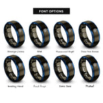 font options for inside engraving on gunmetal & blue atom symbol rings