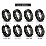 font options for inside engraving on black & silver au rings