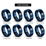 font options for inside engraving on blue audio waveform rings