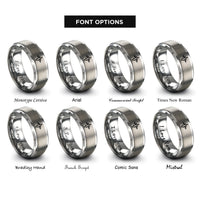 font options for inside engraving on gray audio waveform rings