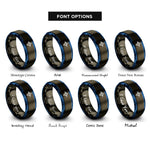 font options for inside engraving on gunmetal & blue audio waveform rings