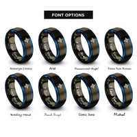 font options for inside engraving on gunmetal & blue audio waveform rings