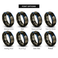 font options for inside engraving on gunmetal & blue audio waveform rings