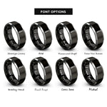font options for inside engraving on black & silver auger bit rings