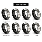 font options for inside engraving on black & silver auger bit rings