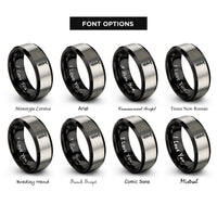 font options for inside engraving on black & gray auger bit rings