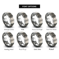 font options for inside engraving on silver auger bit rings