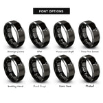font options for inside engraving on black & gray auger drill rings
