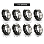 font options for inside engraving on black & gray auger drill rings
