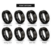 font options for inside engraving on black auger drill rings