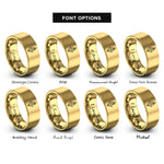 font options for inside engraving on gold august gladiolus rings