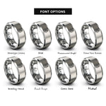 font options for inside engraving on gray august gladiolus rings