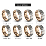 font options for inside engraving on rose gold & gray august gladiolus rings