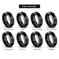 font options for inside engraving on black & gray aunt angel wings rings