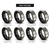 font options for inside engraving on black & gray aunt angel wings rings