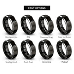 font options for inside engraving on black & silver auntie heart rings