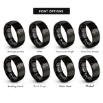 font options for inside engraving on black auntie heart rings