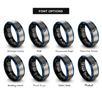 font options for inside engraving on black & blue & grey aurora rings