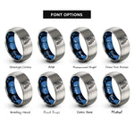 font options for inside engraving on blue & silver aurora rings