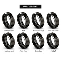 font options for inside engraving on black & grey australia rings