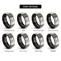 font options for inside engraving on black & grey australia rings