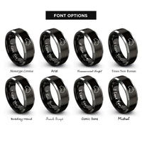 font options for inside engraving on black & grey australia rings