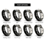 font options for inside engraving on black & silver australia rings