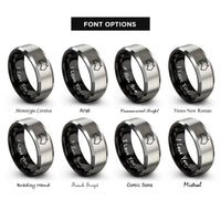 font options for inside engraving on black & silver australia rings