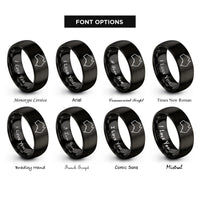 font options for inside engraving on black australia rings