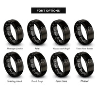 font options for inside engraving on black australia rings