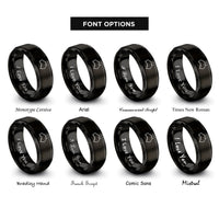 font options for inside engraving on black australia rings