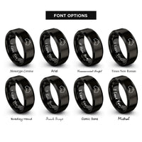 font options for inside engraving on black australia rings