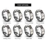 font options for inside engraving on gray australia rings
