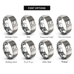 font options for inside engraving on silver australia rings