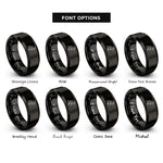font options for inside engraving on black australia heart rings