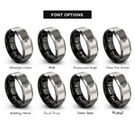 font options for inside engraving on black & gray auto mechanic silhouette rings