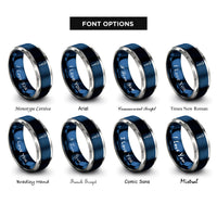 font options for inside engraving on blue & grey automatic pipettor rings