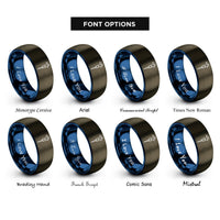 font options for inside engraving on gunmetal & blue automatic pipettor rings