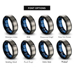 font options for inside engraving on black & blue & gray avalanche shovel rings