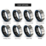 font options for inside engraving on black & blue & gray avalanche shovel rings