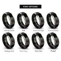 font options for inside engraving on black & grey avocado half rings