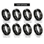 font options for inside engraving on black & silver avocado toast rings